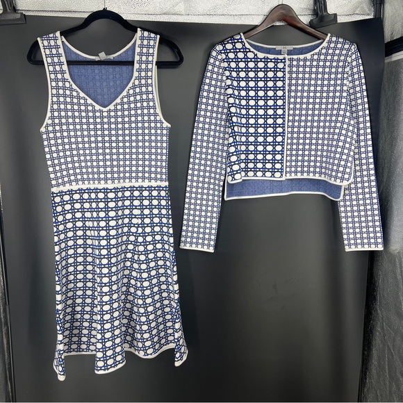 MATCHING SET - Zac Posen Knit Printed Jacket and Dress Set - Picture 3 of 17